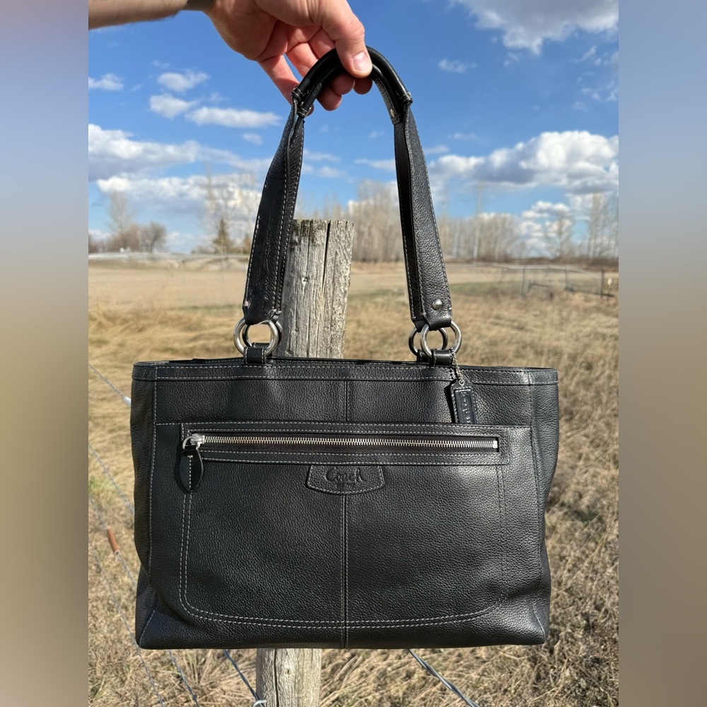 SOLD! Coach Penelope Black Pebbled Leather Tote Bag